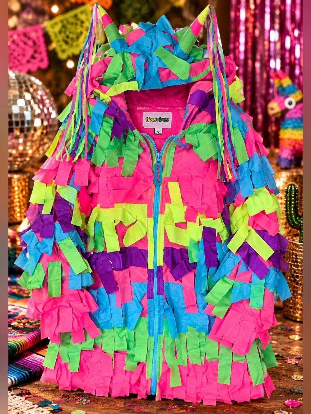 Tipsy Elves Piñata Dress Halloween Costume Women’s M NWT Colorful Fringe